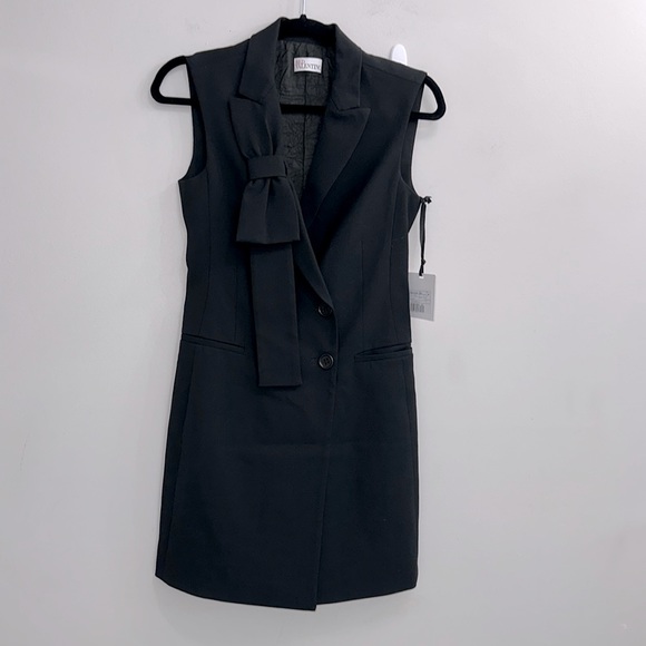 RED VALENTINO VISCOSE WOOL GABARDINE BLAZER DRESS WITH BOW - Picture 7 of 16